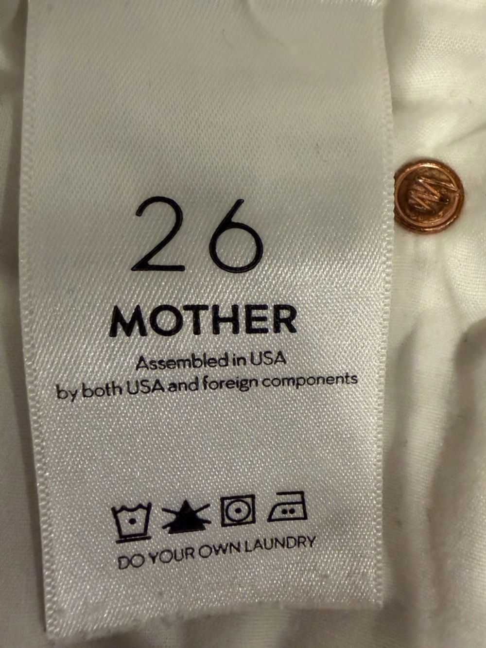 MOTHER The Pony Boy Fray Jeans White Stayin Alive Mid Rise Crop Raw Hem Sz 26 - Picture 8 of 8